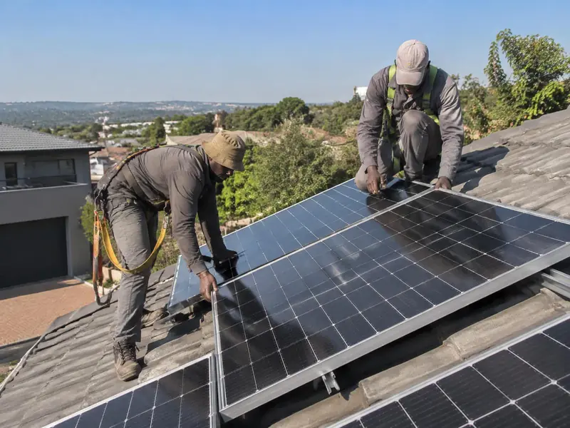 Residential rooftop solar panel installation